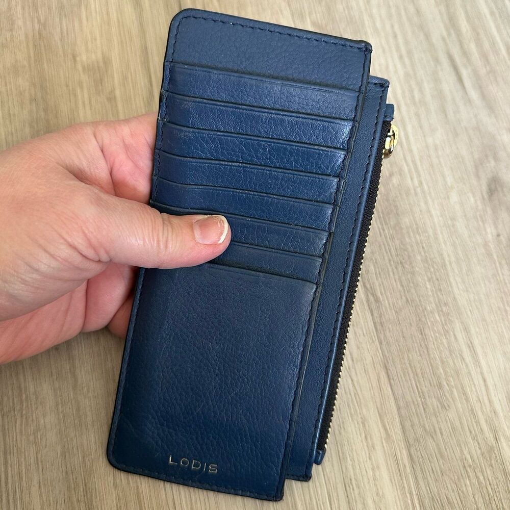 Lodis Leather Card Sleeve Slim Wallet RFID - Blue Leather - Butter Soft - Picture 9 of 9